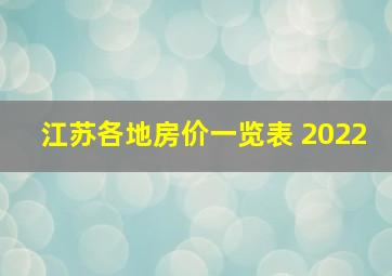 江苏各地房价一览表 2022